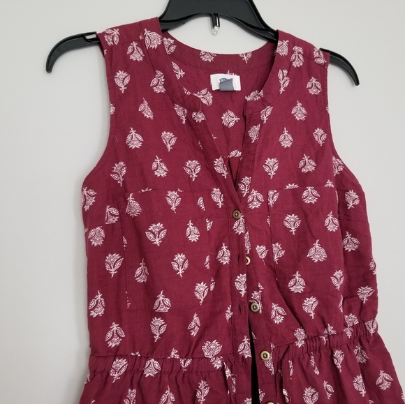 Old Navy maroon printed dress size S - Picture 5 of 8
